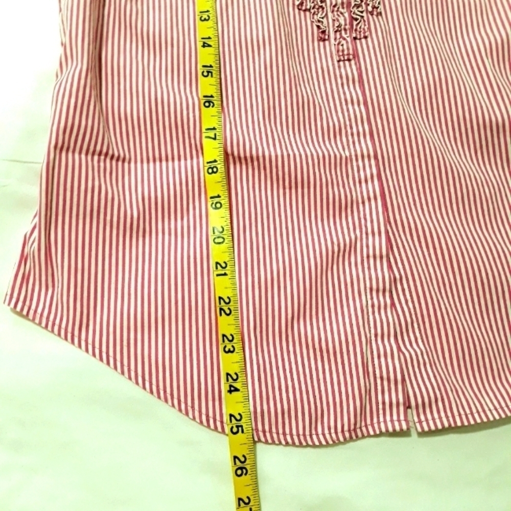 Lauren Ralph Lauren Cotton Striped  Pink White Sleeveless Top Button Down Sz 10 - Picture 9 of 9